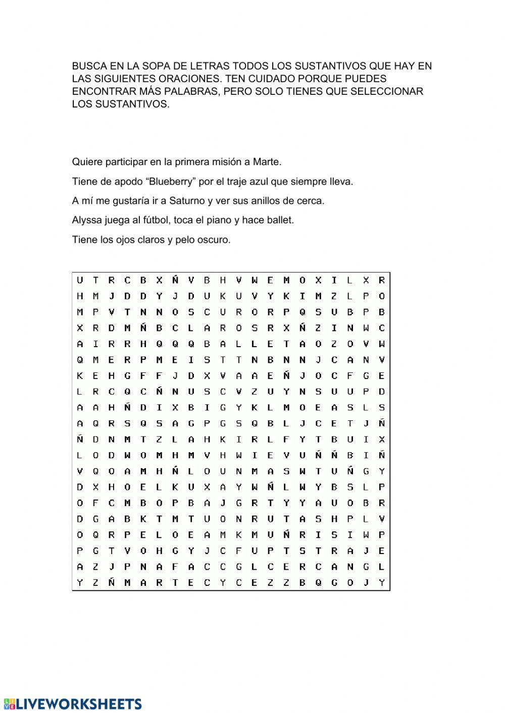 Encontrar sustantivos