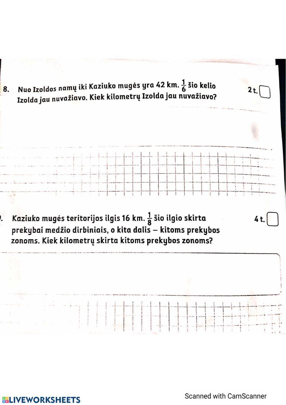 Testas trupmenos antras lapas