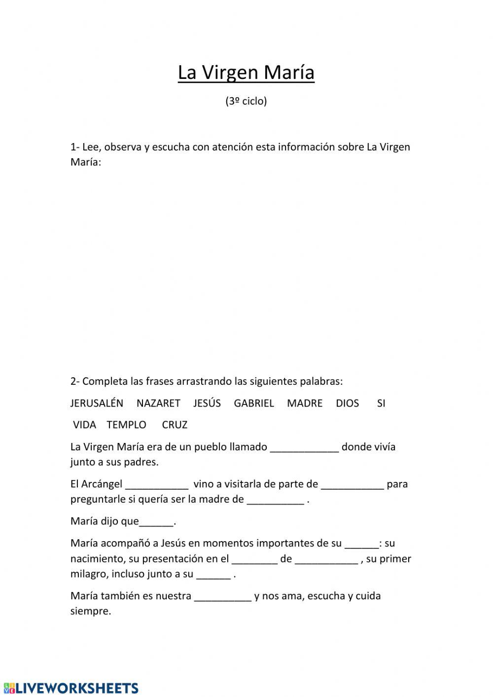 La Virgen María 3º ciclo