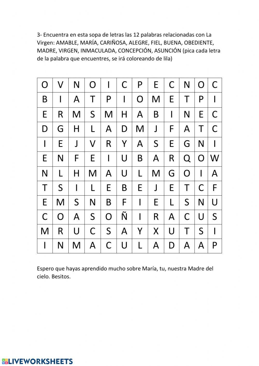 La Virgen María 3º ciclo