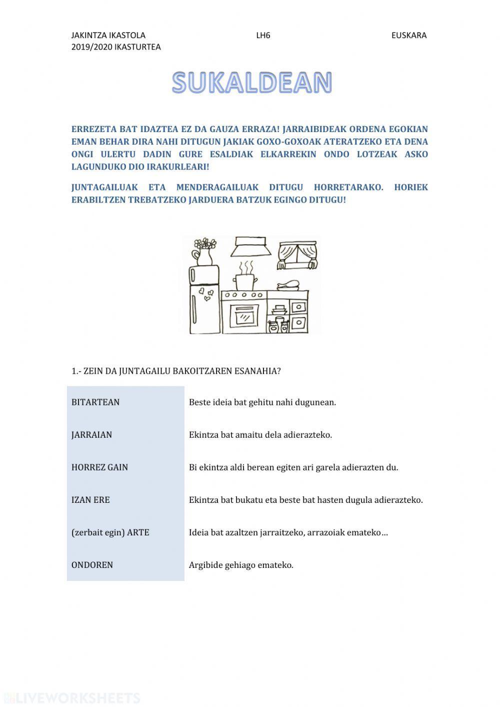 Sukaldean. Juntagailu eta menderagailuak.
