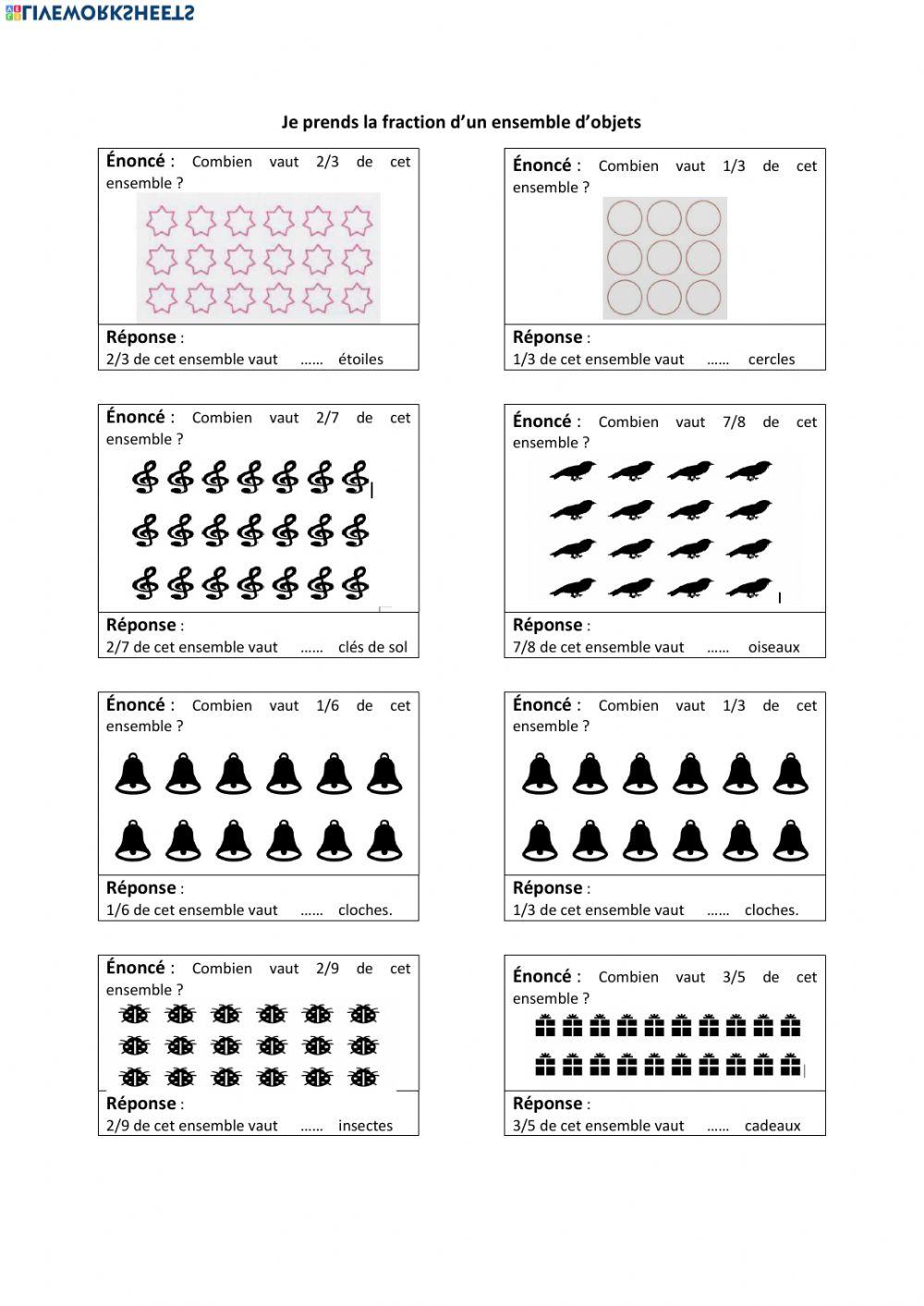 Prendre la fraction d'un ensemble d'objets
