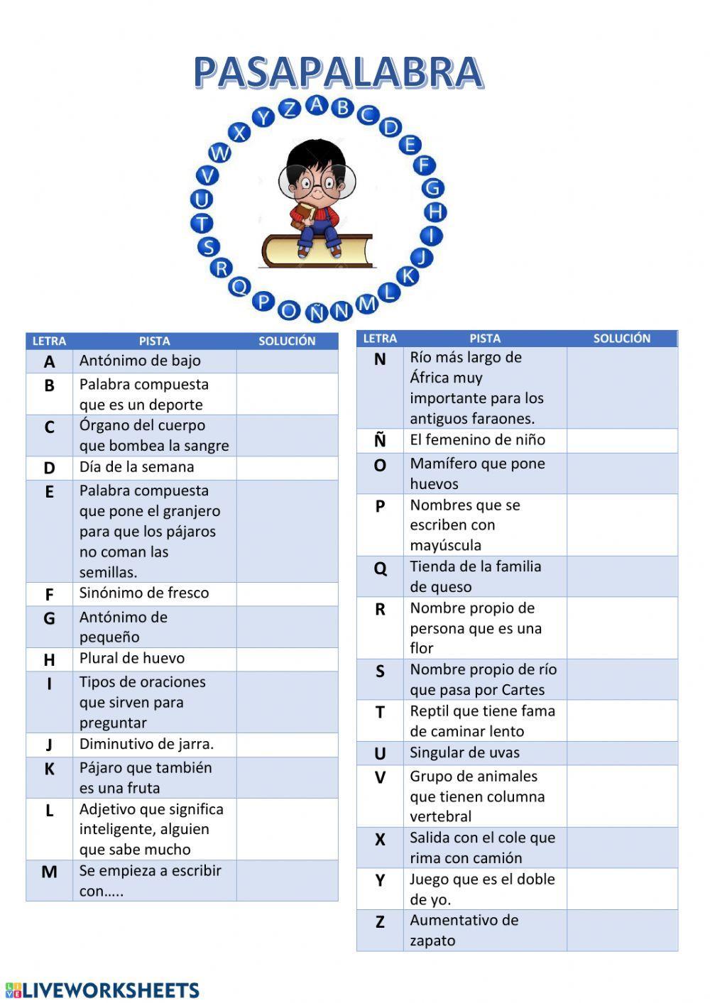 Pasapalabra 2º Ciencias y Lengua