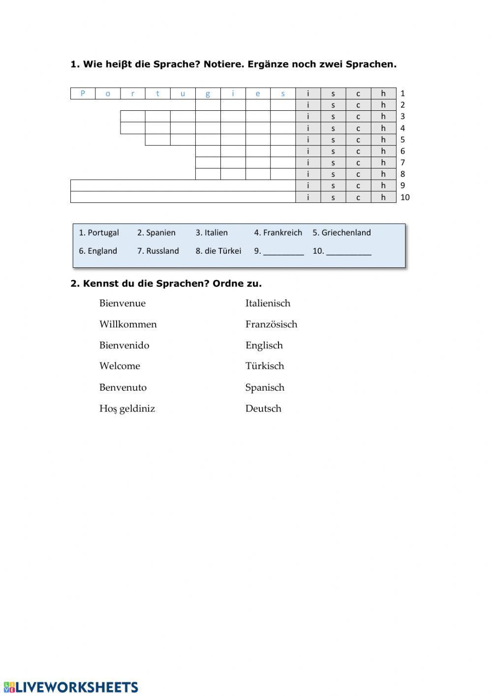 Länder und Sprachen