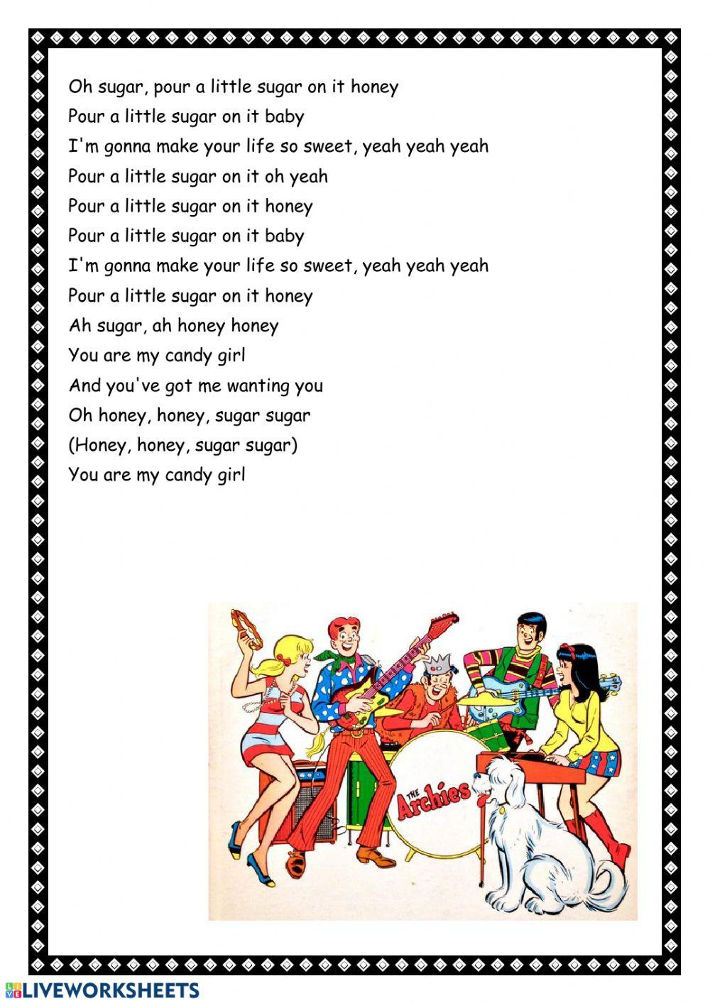 Sugar Sugar song / Puzzle song and n…: English ESL worksheets pdf & doc