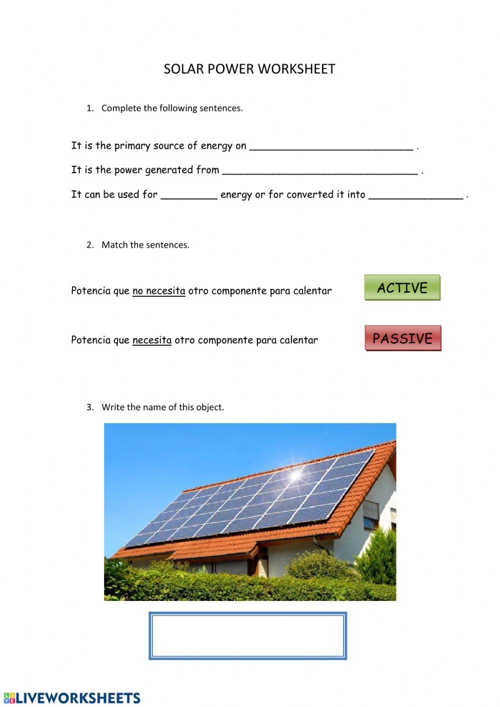 SOLAR POWER interactive worksheet Live Worksheets