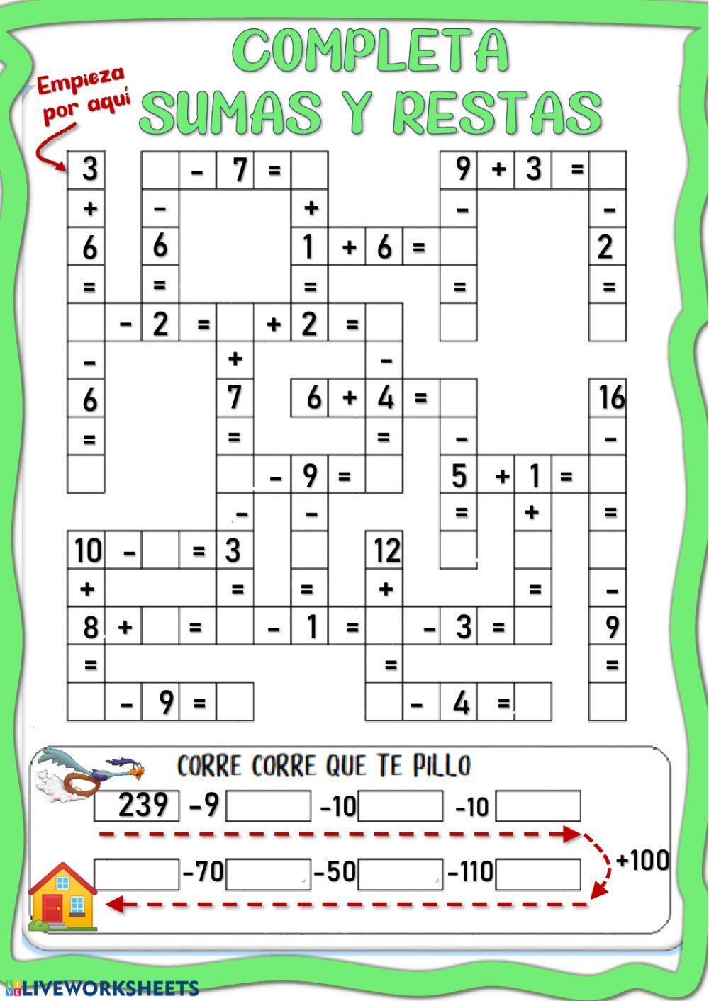 Restas con y sin llevadas.