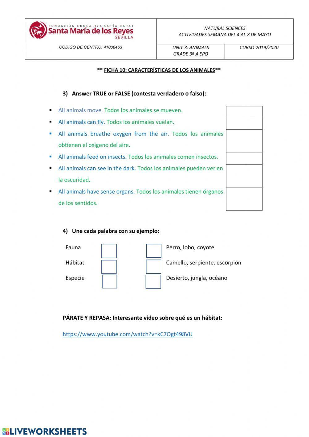 Caractristicas de los animales