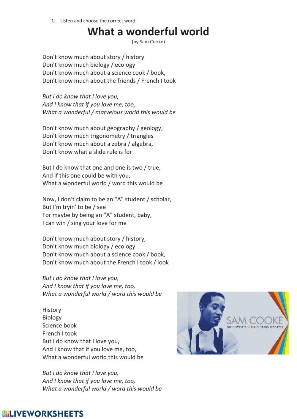 What a wonderful world, by Sam Cooke