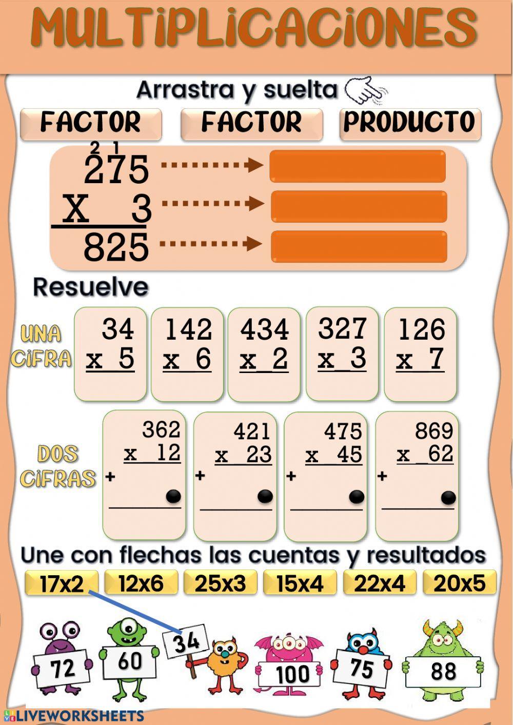 Multiplicaciones de 1 y 2 cifras