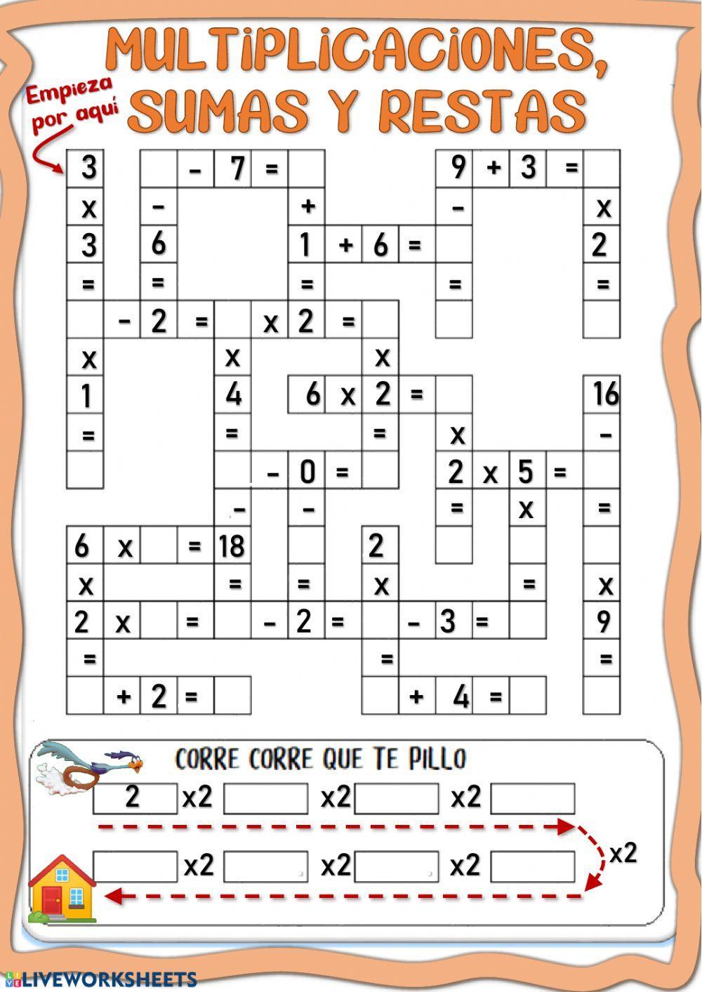 Multiplicaciones de 1 y 2 cifras Multiplicaciones de 1 y 2 cifras