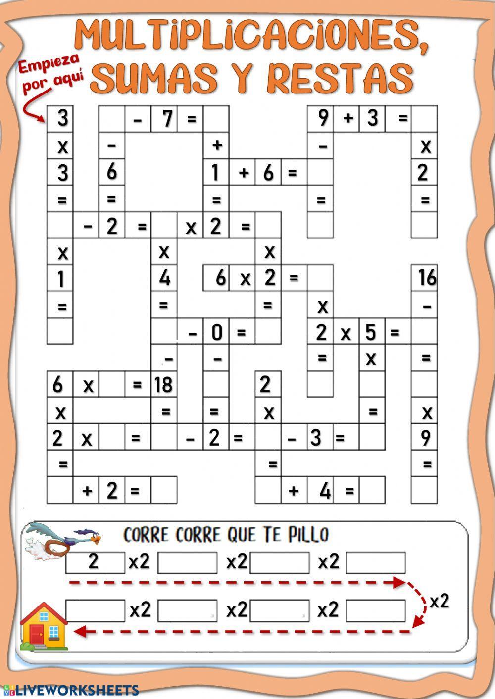 Multiplicaciones de 1 y 2 cifras