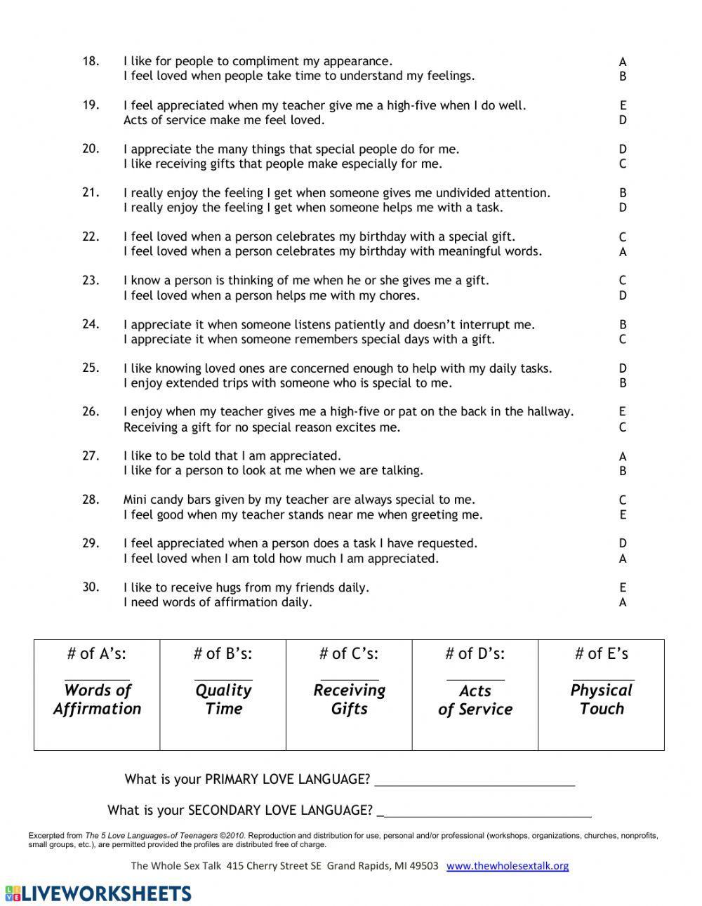 Love Language Quiz for Kids