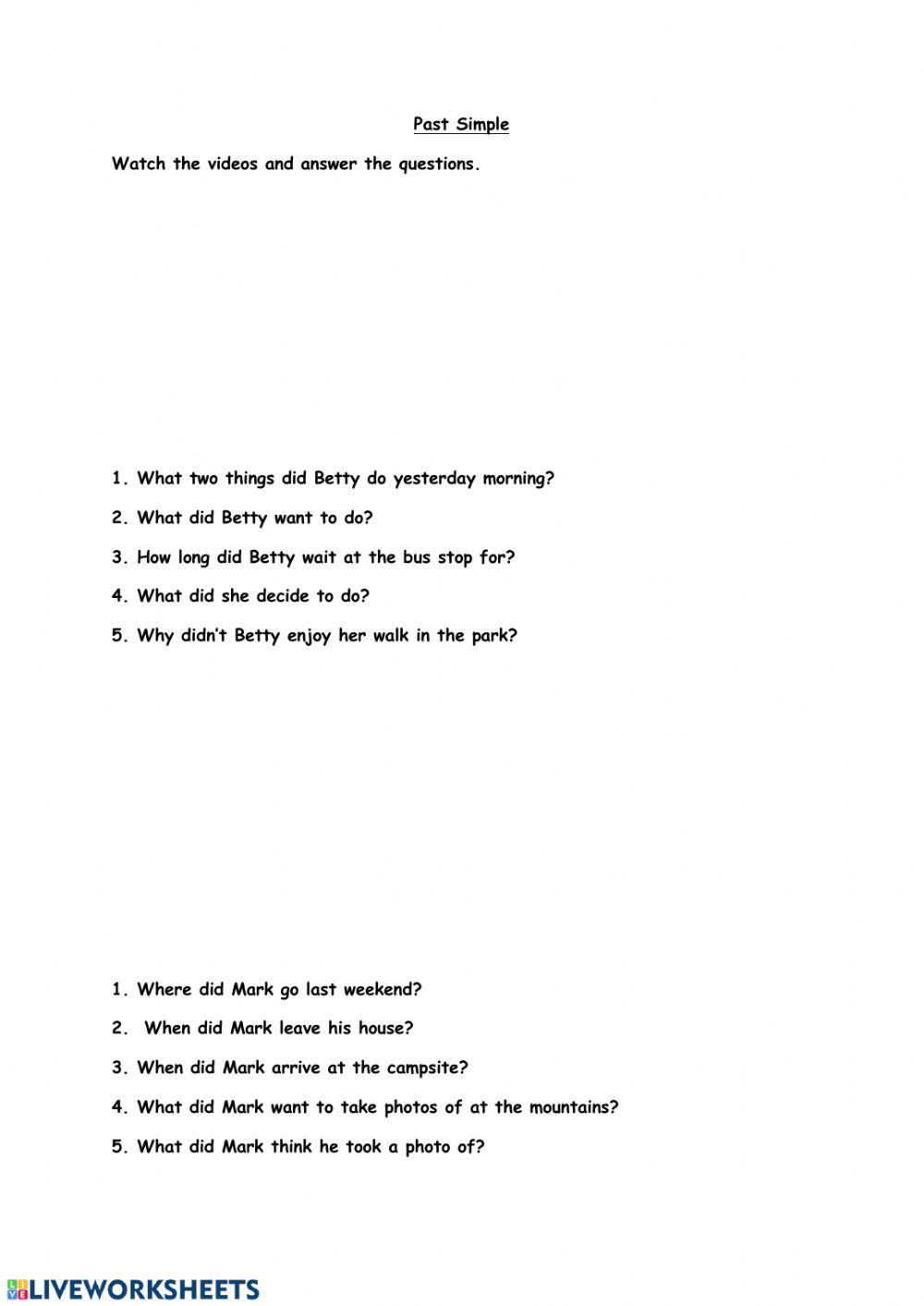 Past simple listening exercise