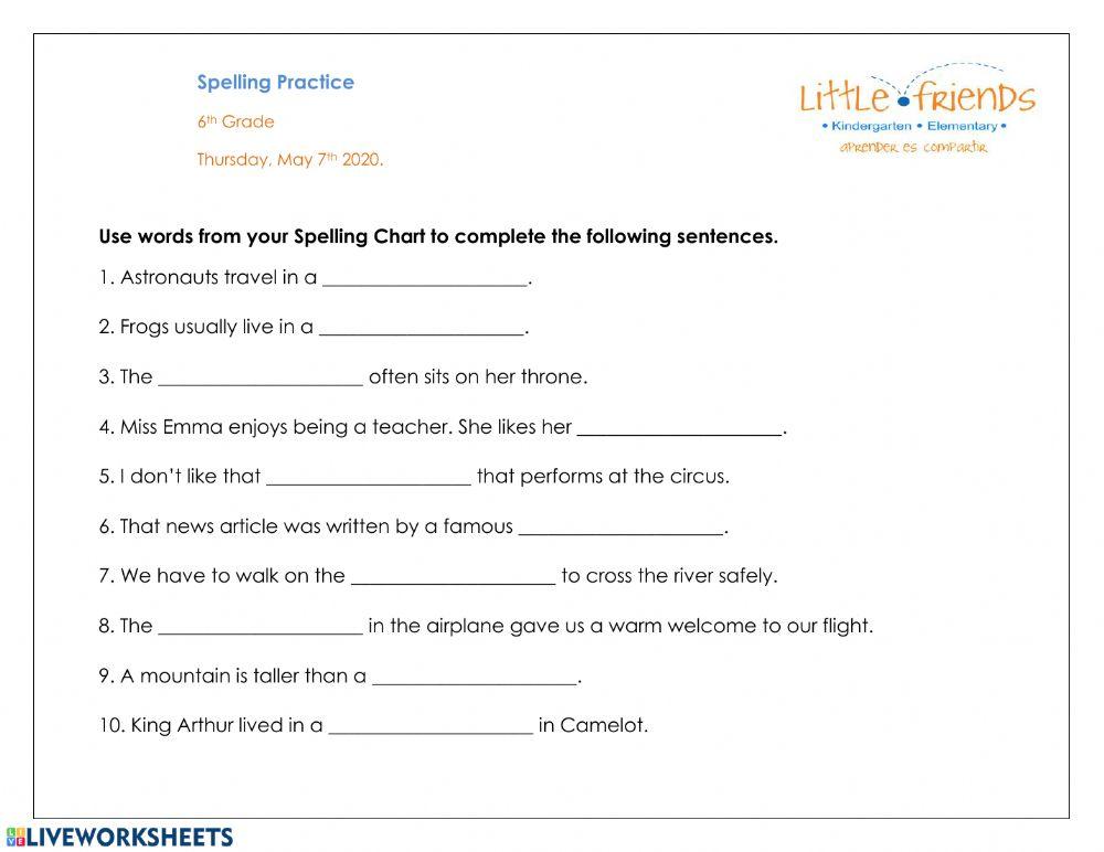 Spelling Practice, Mahalia Jackson unit