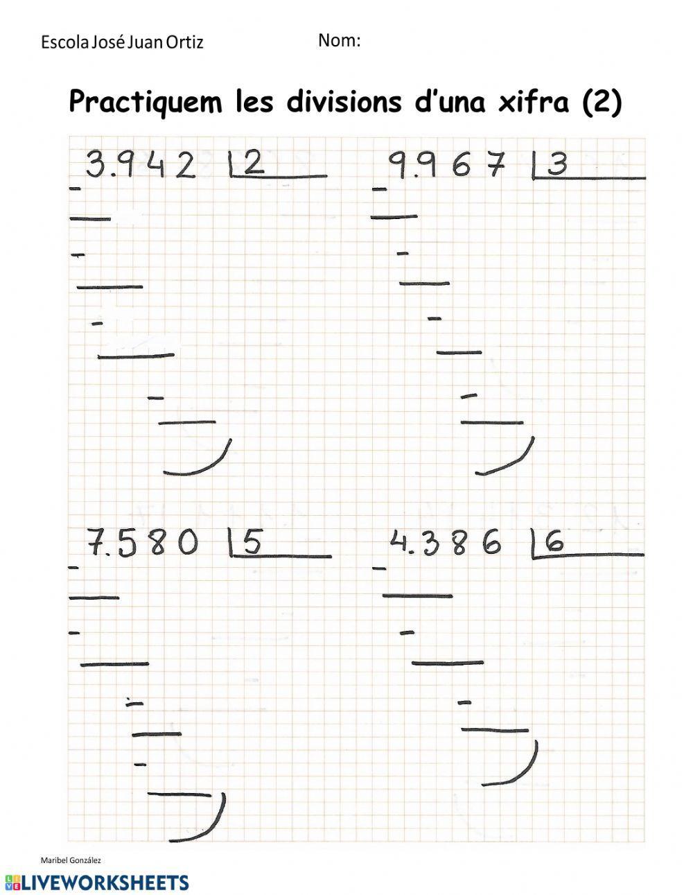 Practiquem les divisions d'una xifra (2)