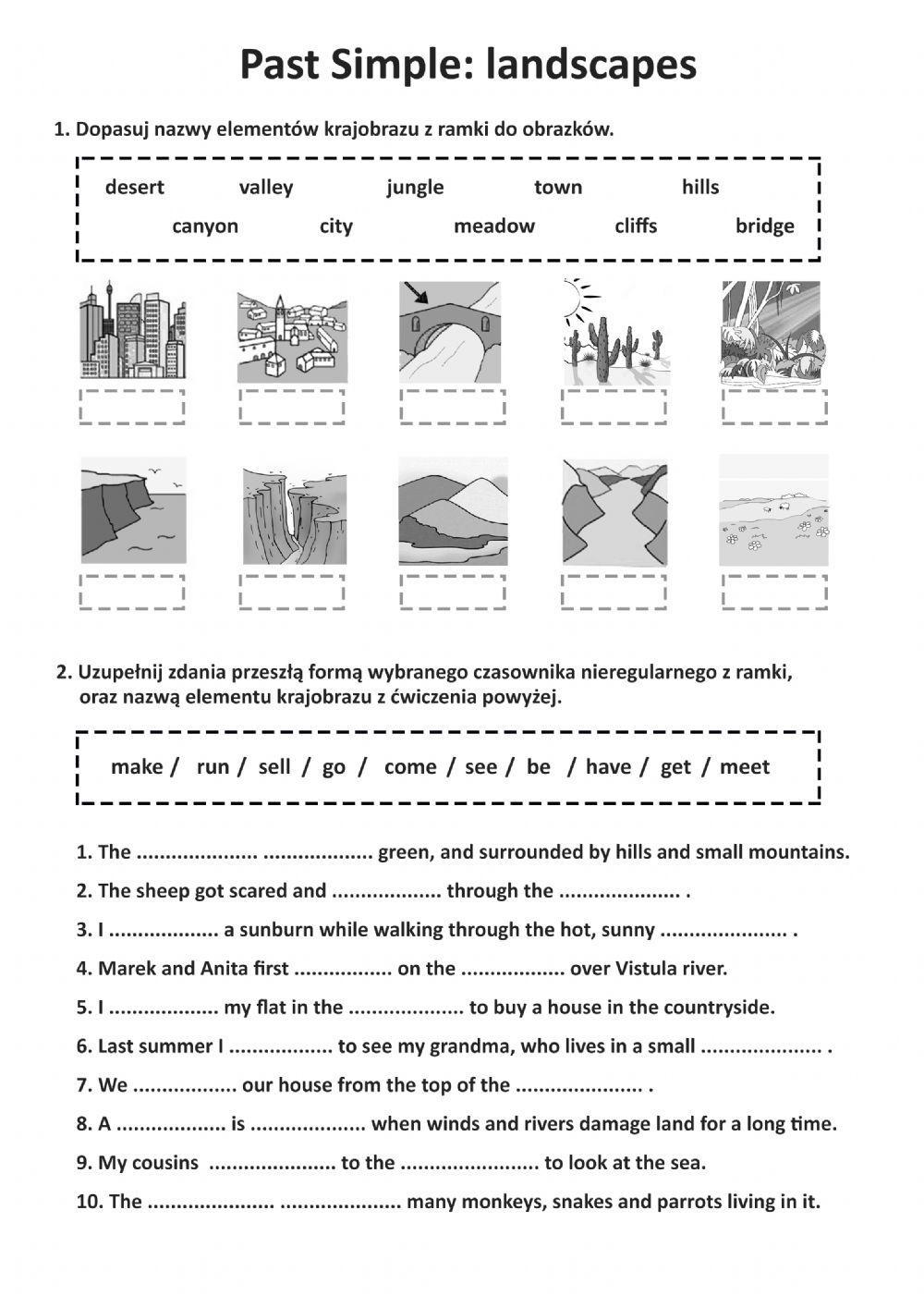 Past Simple: irregular verbs. Landscape elements