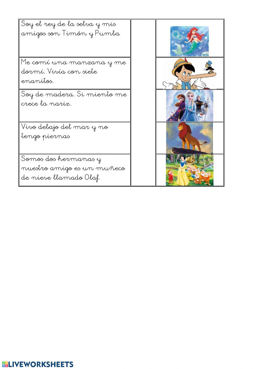 Relaciona las frases con su personaje