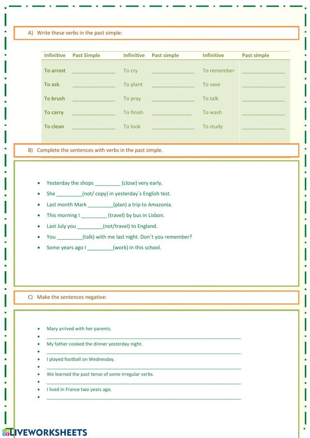 Simple past regular verbs