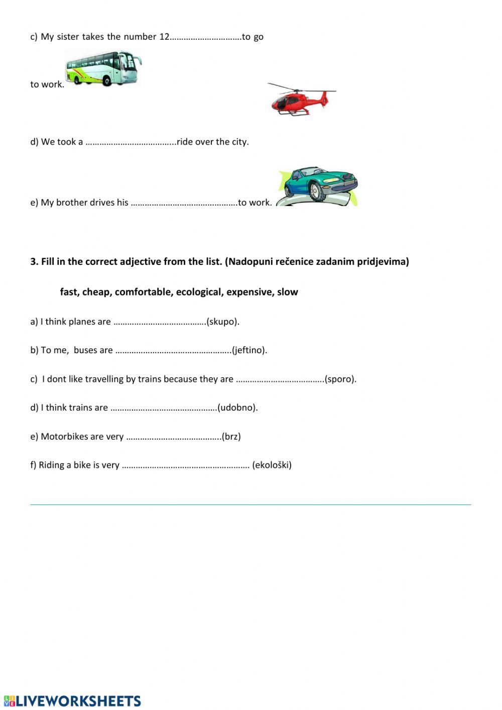 Means od transport - Vocabulary