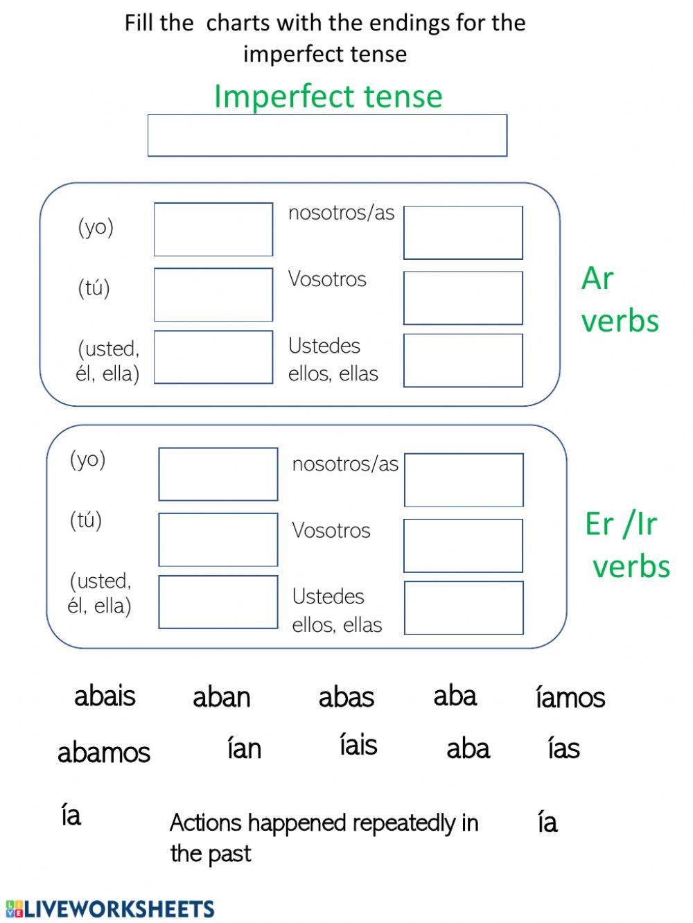imperfect tense worksheet Live Worksheets
