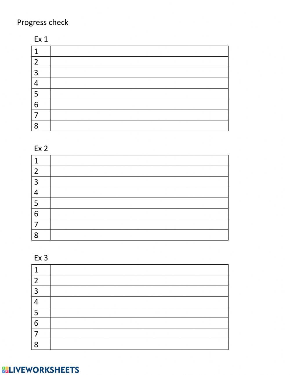 Progress check 1 worksheet | Live Worksheets