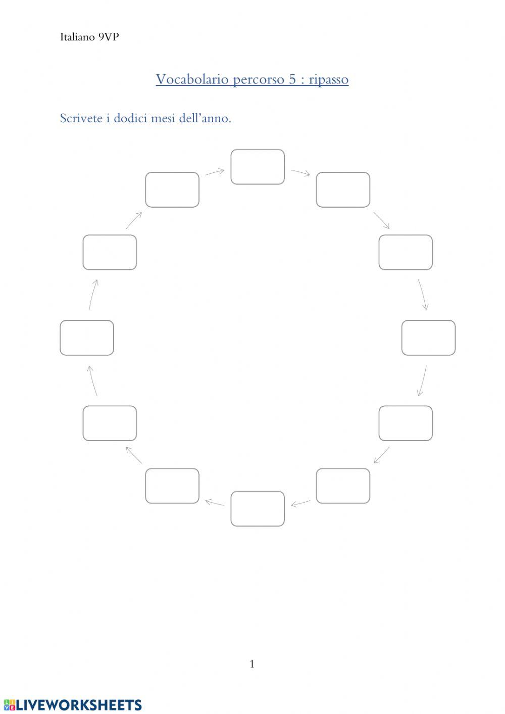 Giorni della settimana e mesi dell'anno