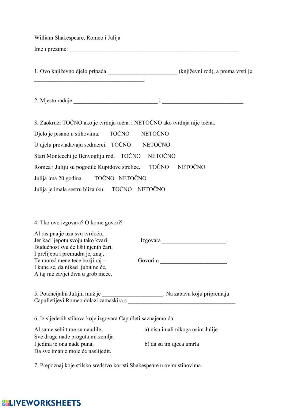 William Shakesoeare, Romeo i Julija