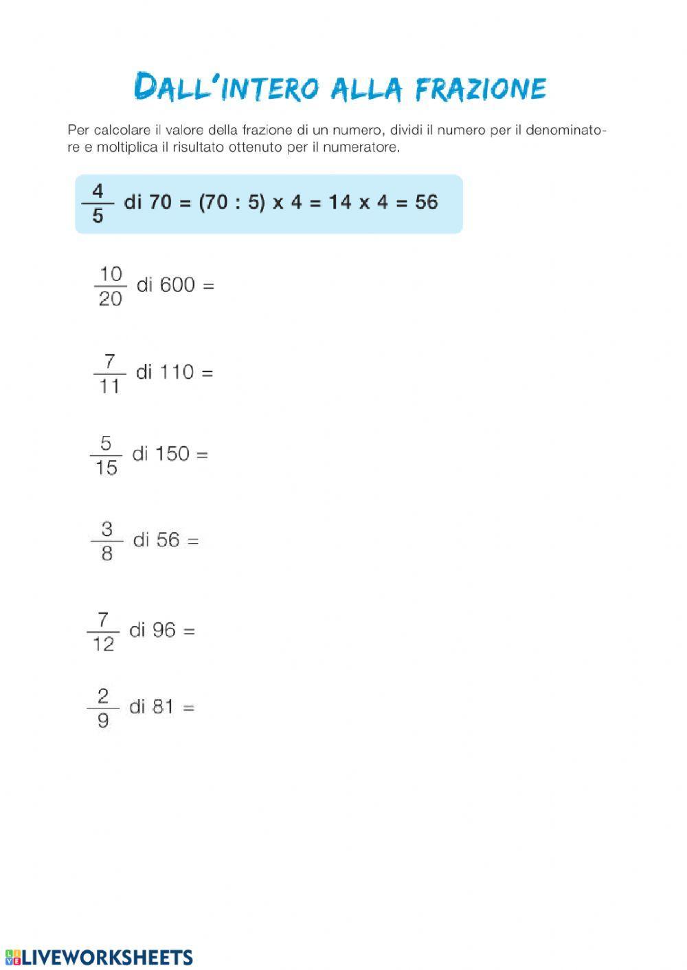 Dall' intero alla frazione e viceversa