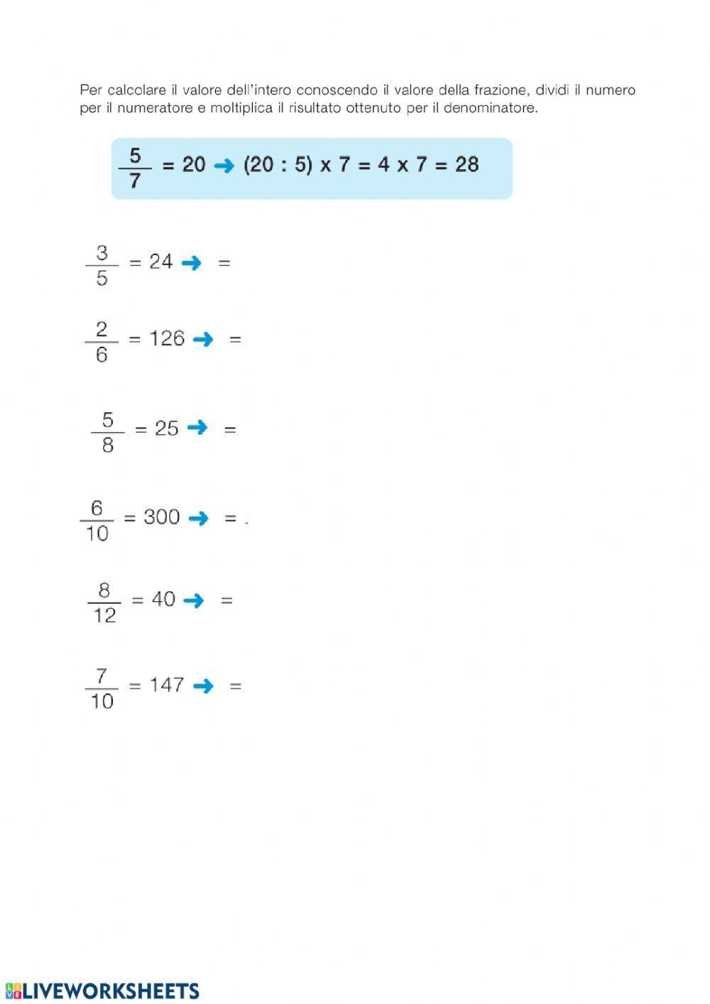 Dall' intero alla frazione e viceversa