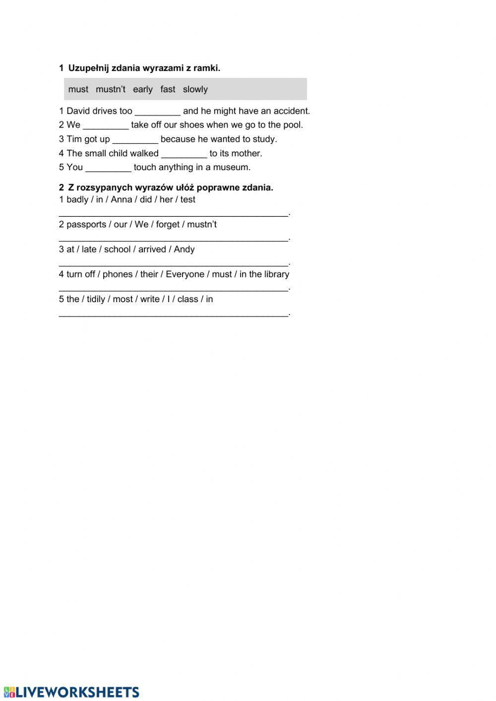 Steps Plus klasa 6 unit 5 must-adverbs