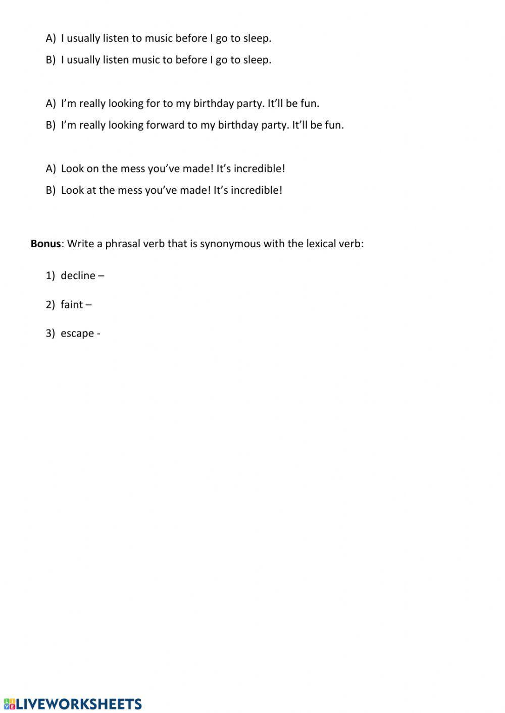 Phrasal verbs - test