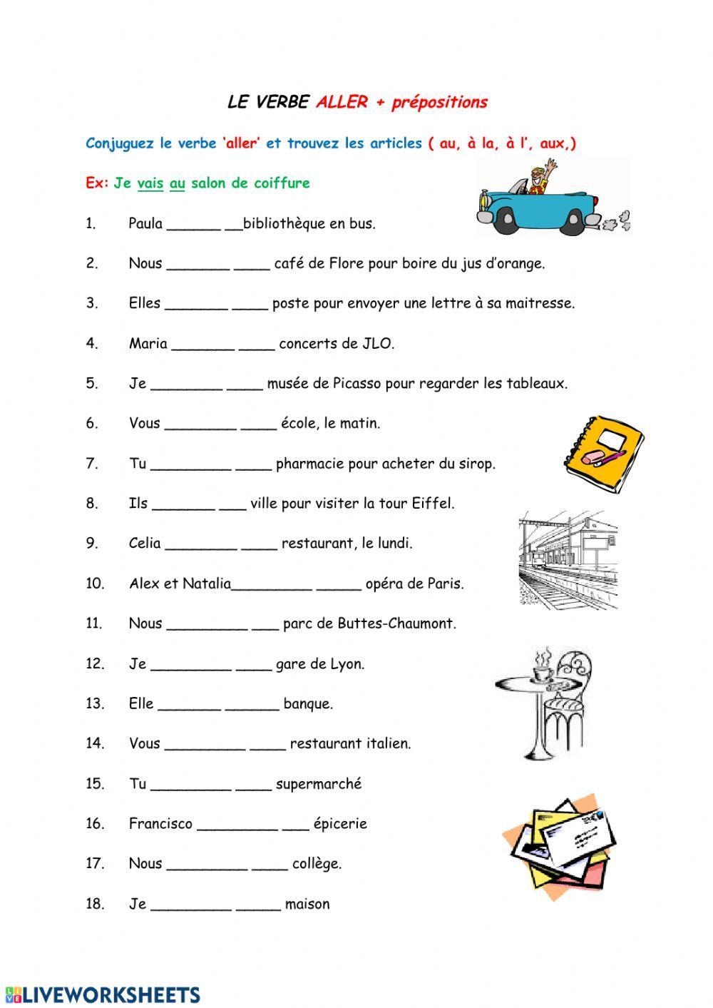 ALLER + prépositions
