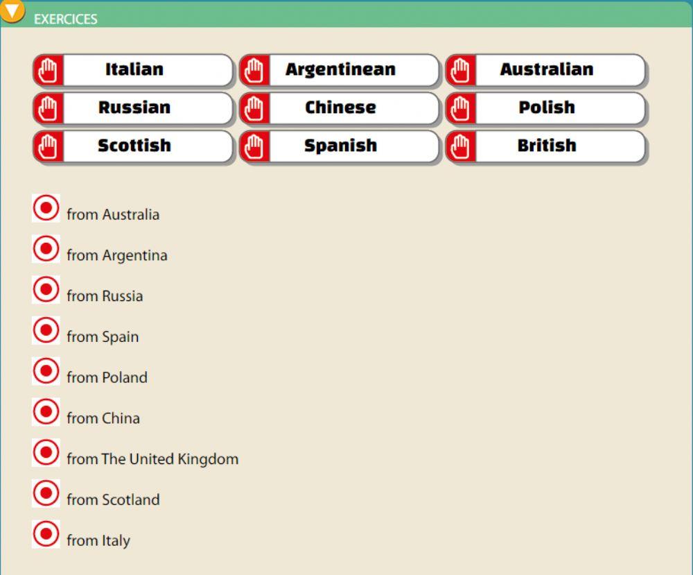 Nationalities - Drag and drop (difficult)
