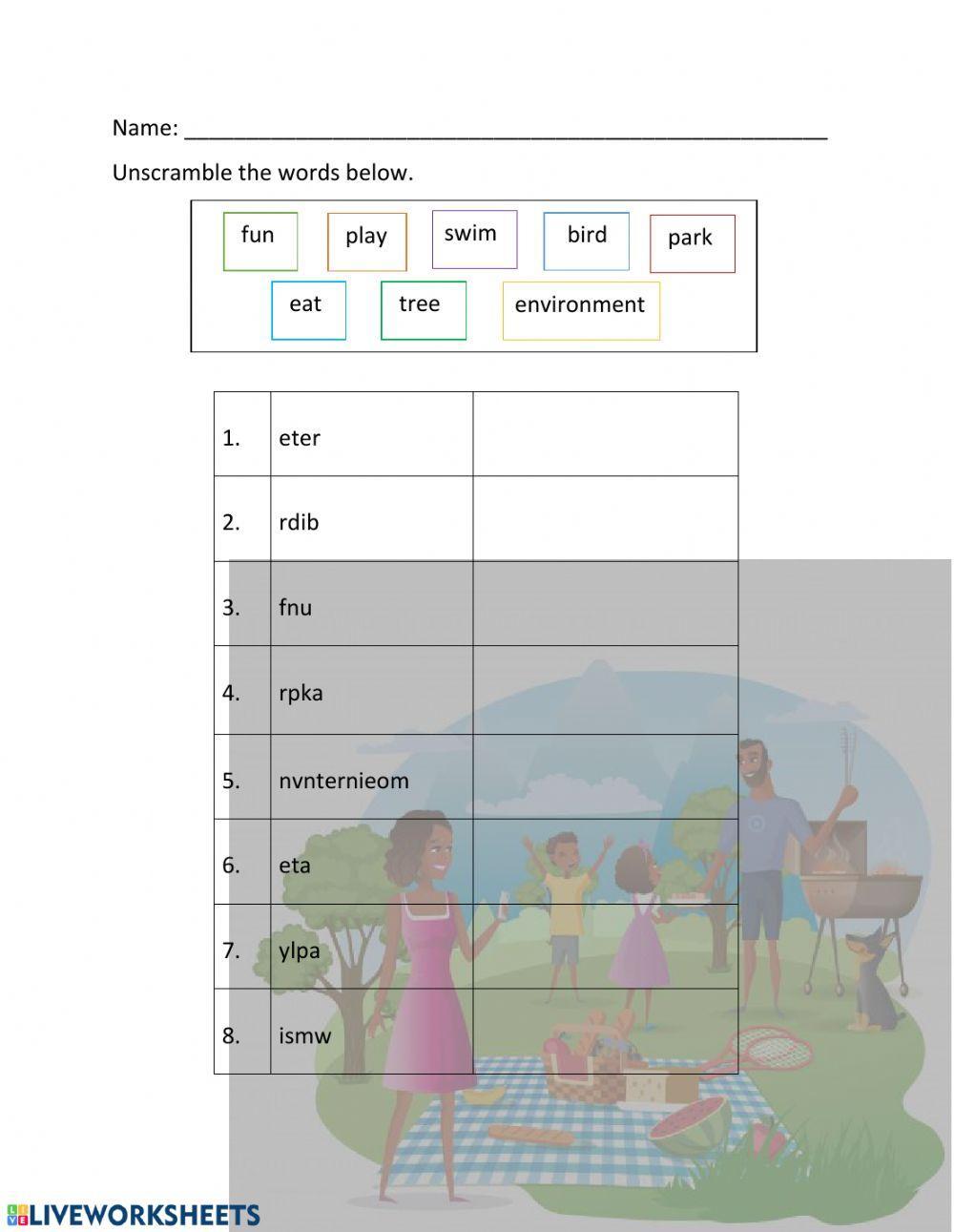 Environment Unscramble