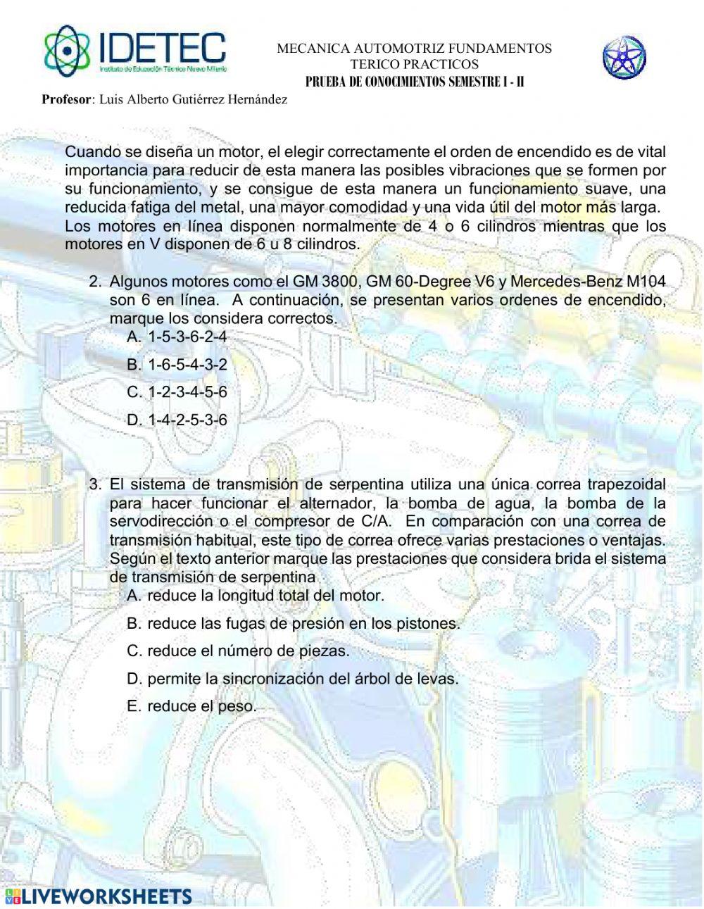 Motores: orden de encendido