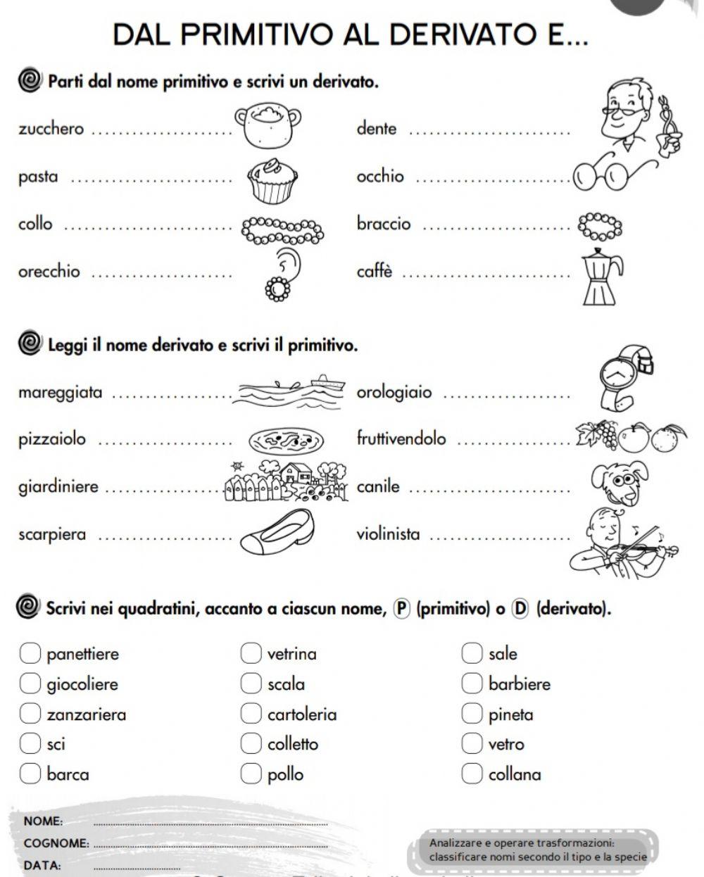Nomi primitivi e derivati