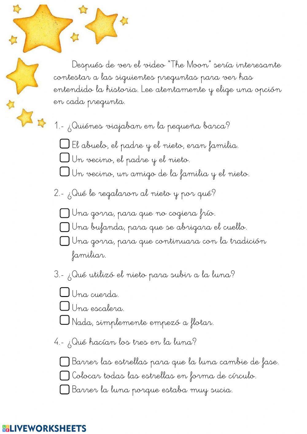 -The moon- Comprensión lectora