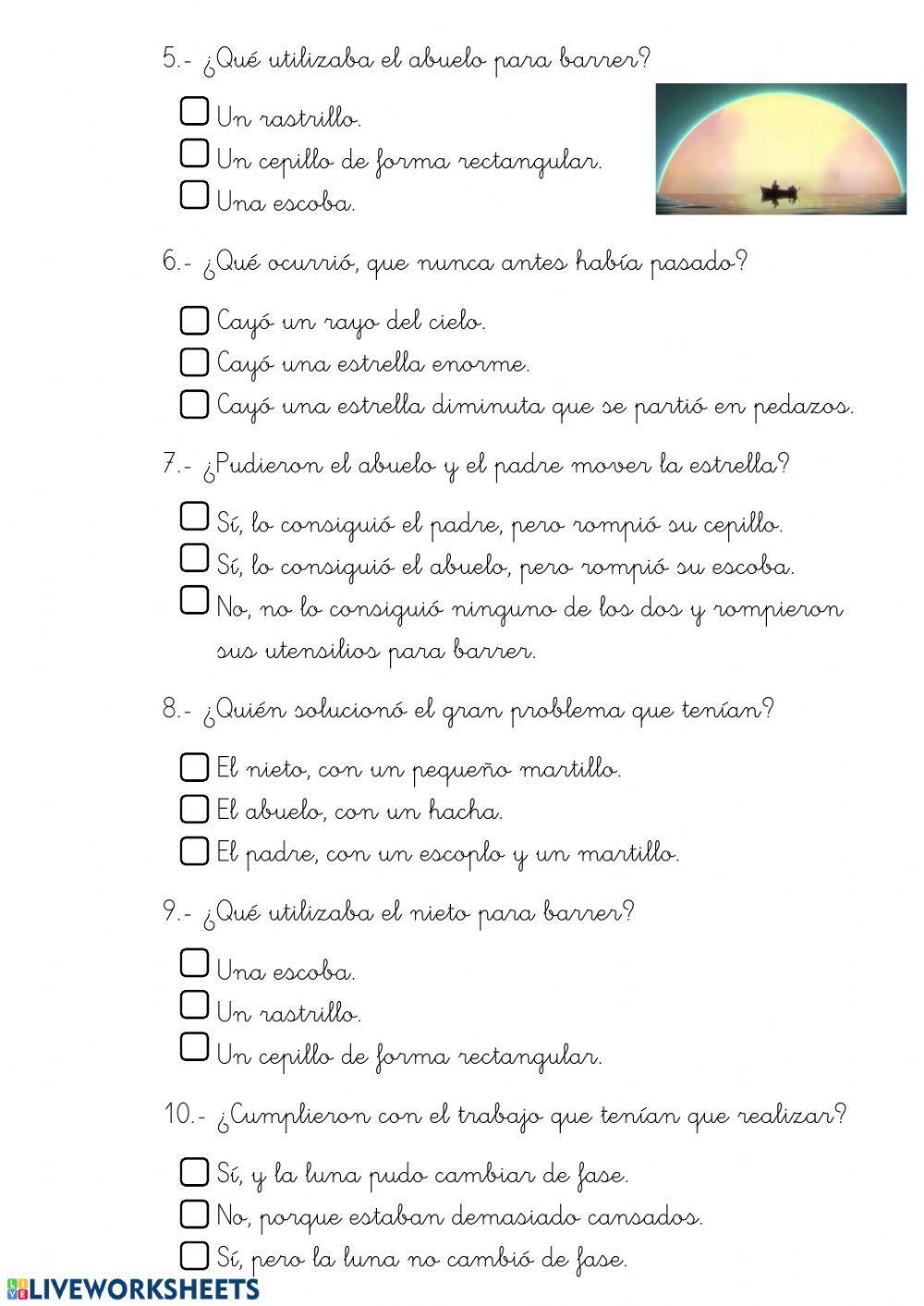 -The moon- Comprensión lectora