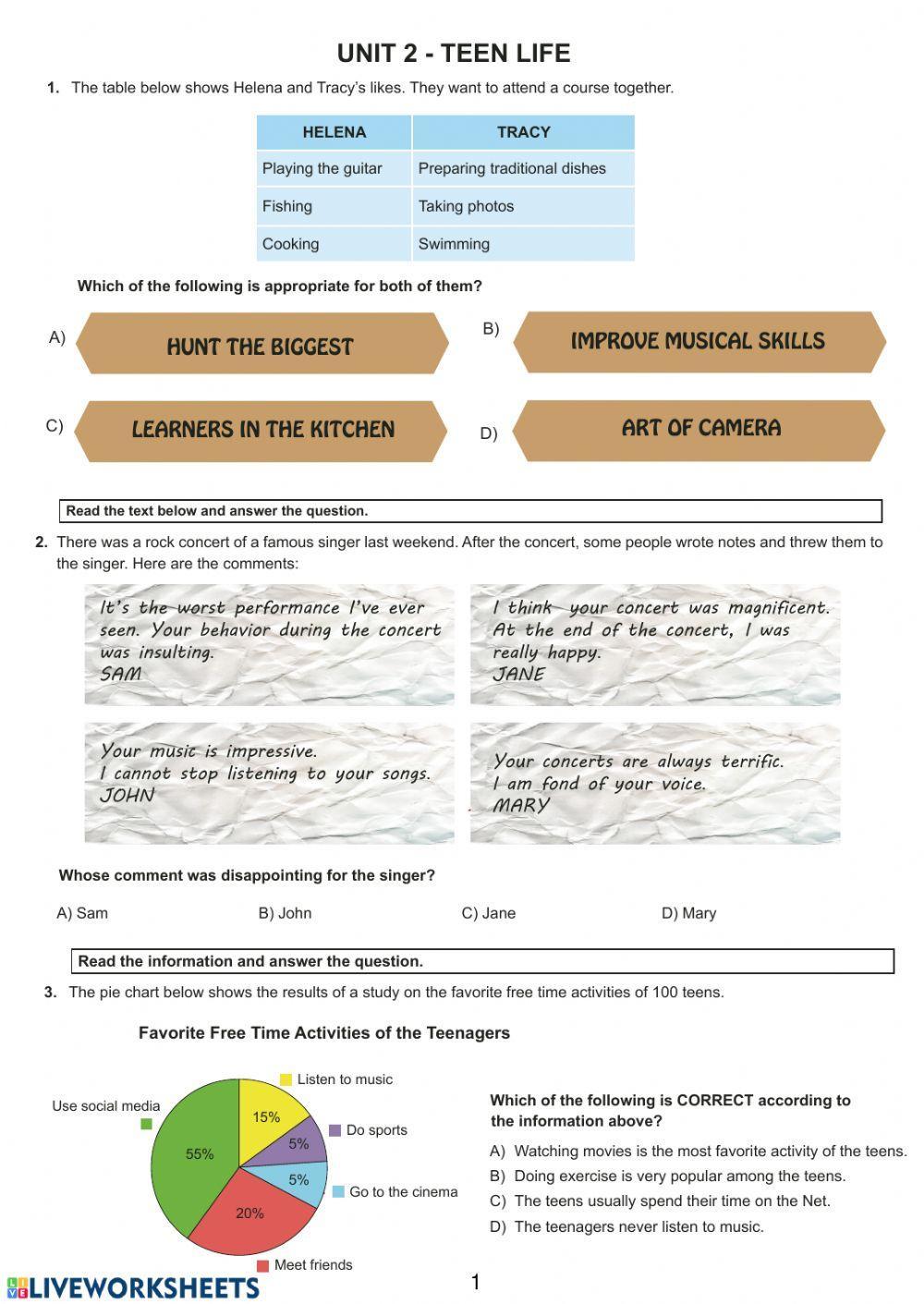 Teen Life (Örnek Sorular Derlemesi)