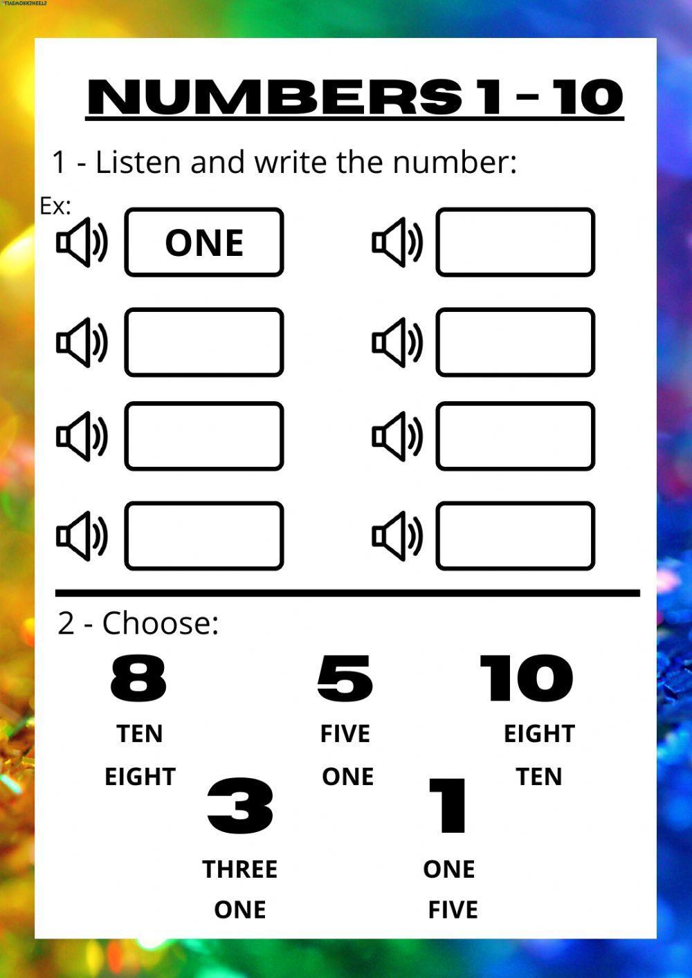 Numbers from 1 - 10