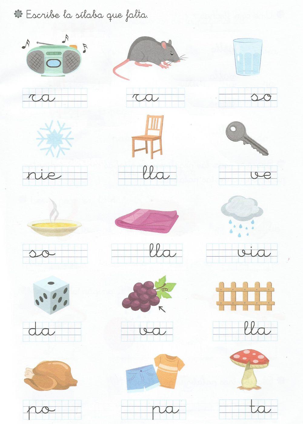 Completar sílabas - Variado