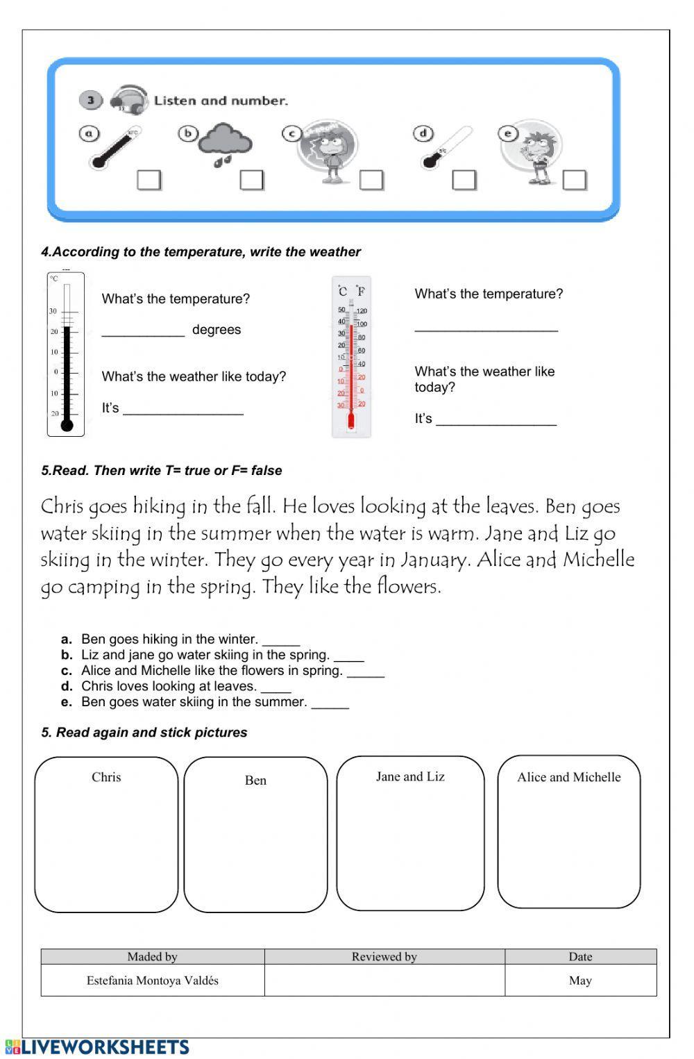 Worksheet 9: The seasons