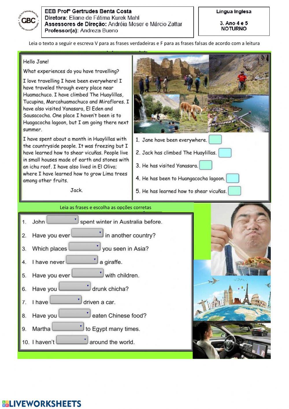 Present Perfect Test