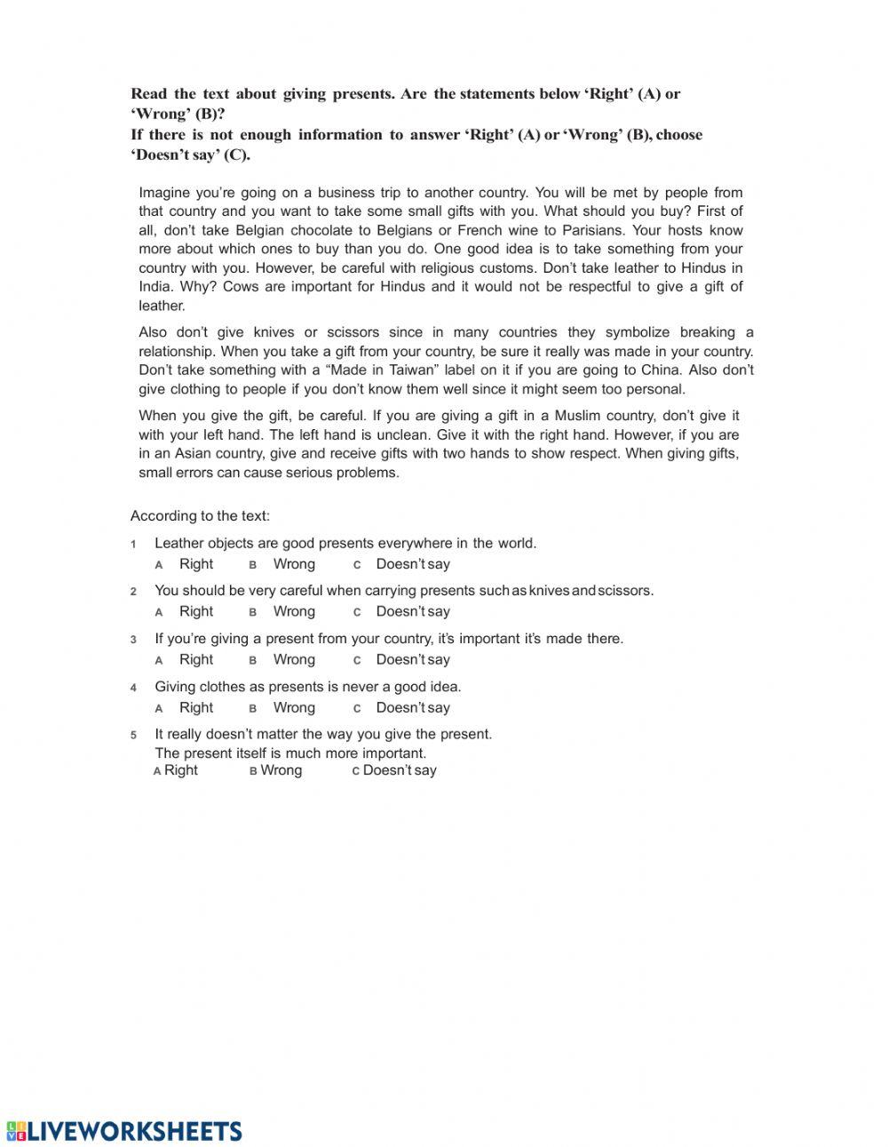 Reading comprehension