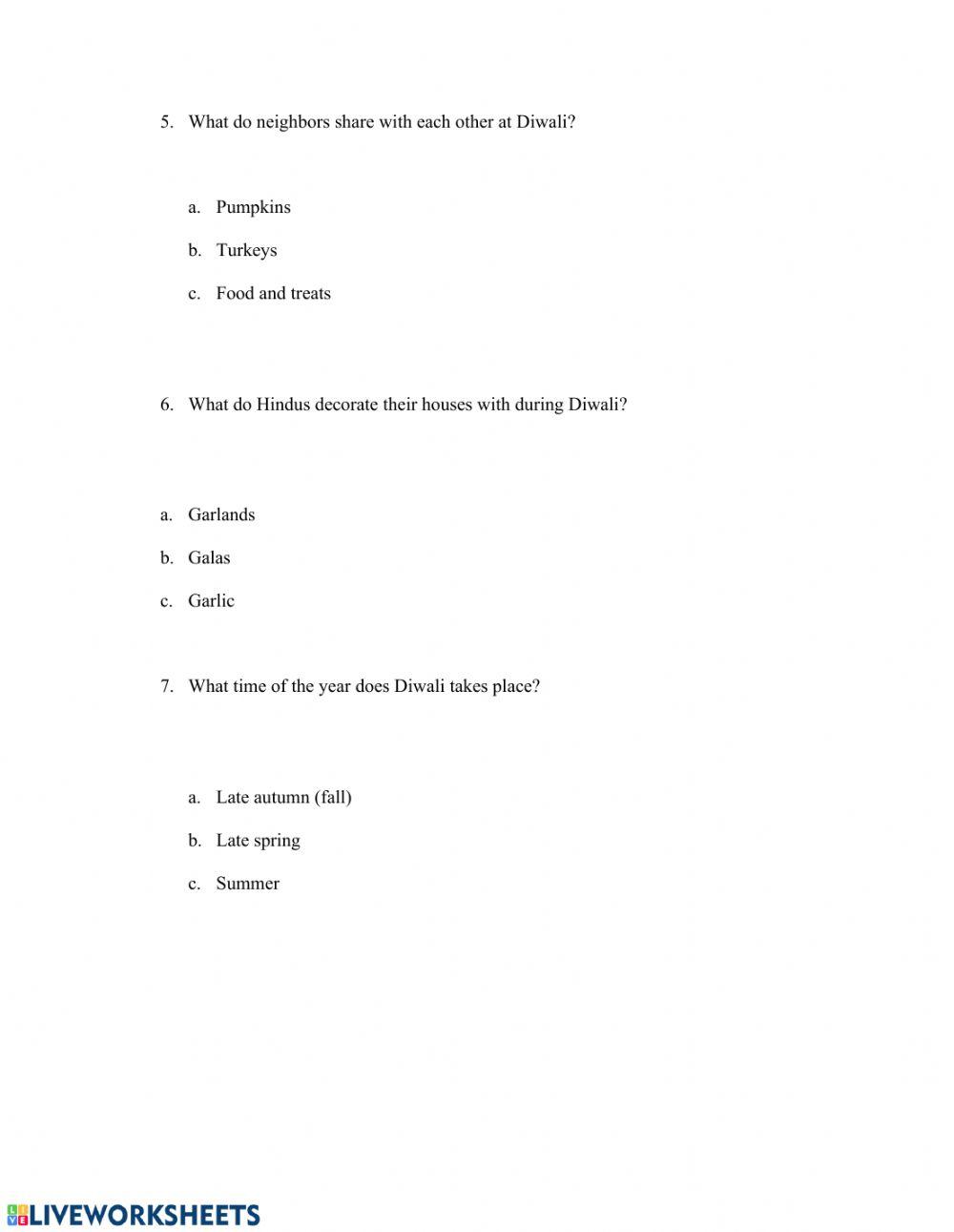 Holidays week 1: Diwali Festival