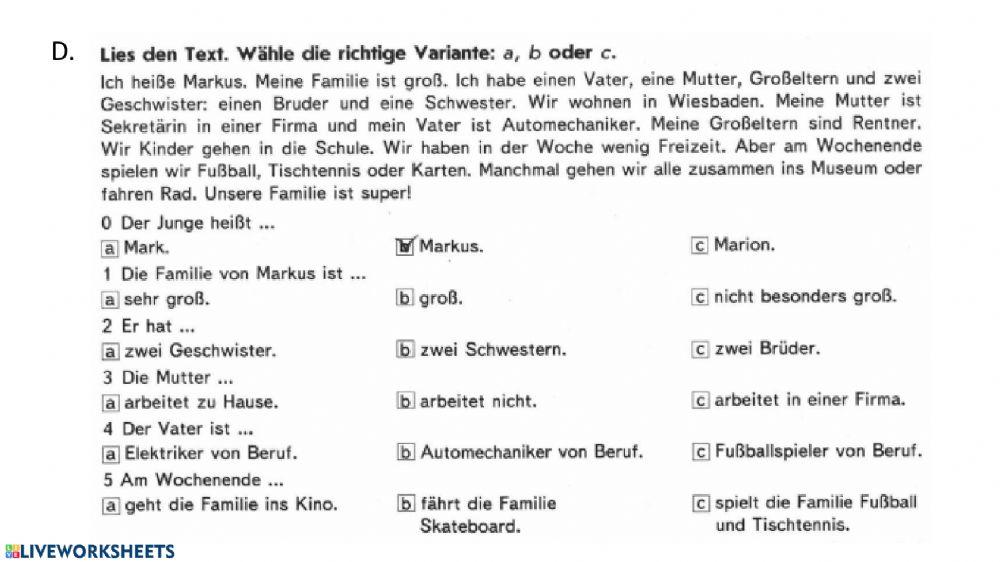 Uhrzeit- Familie- Verben