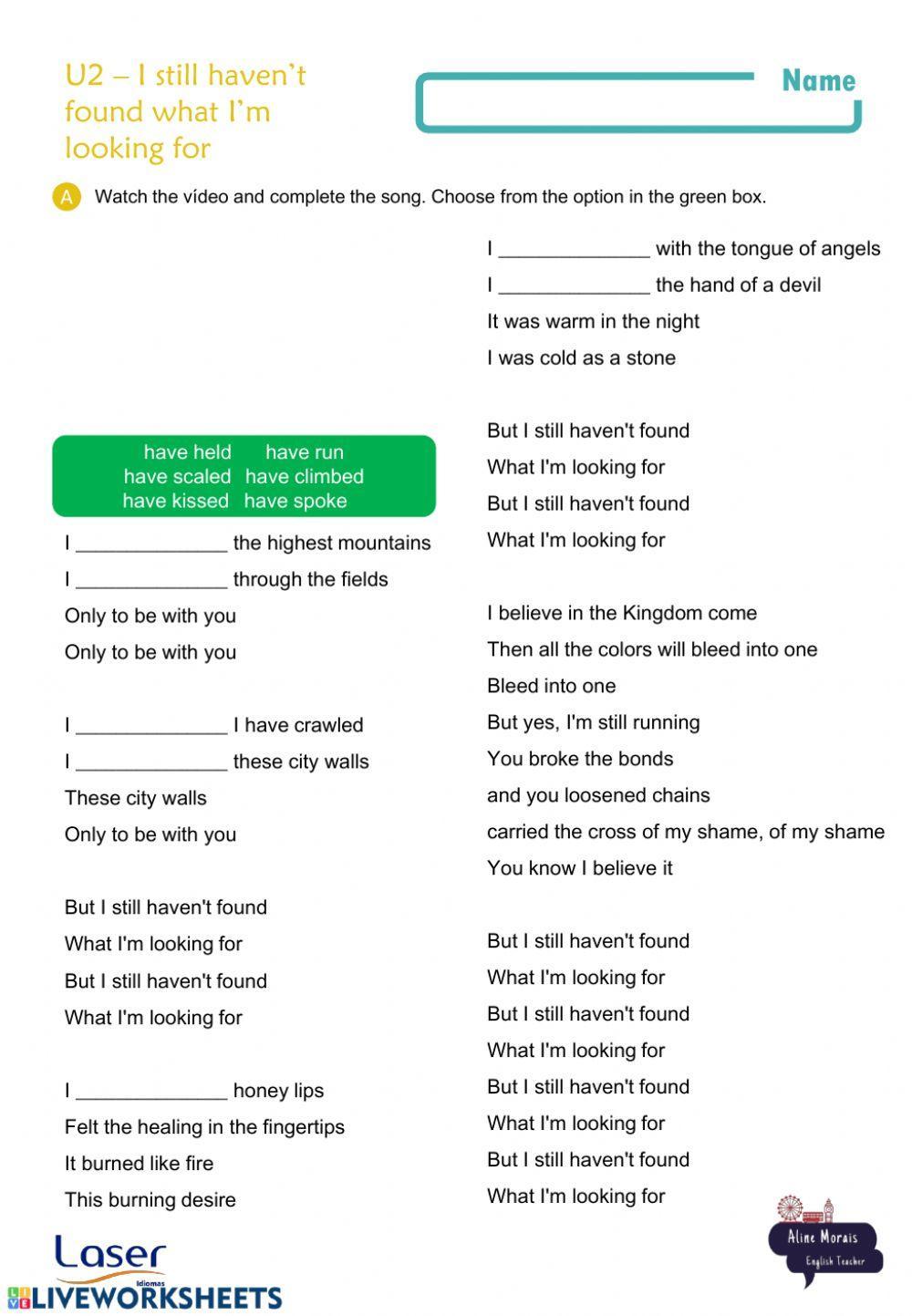 Song - U2 - I still haven't found what I'm looking for