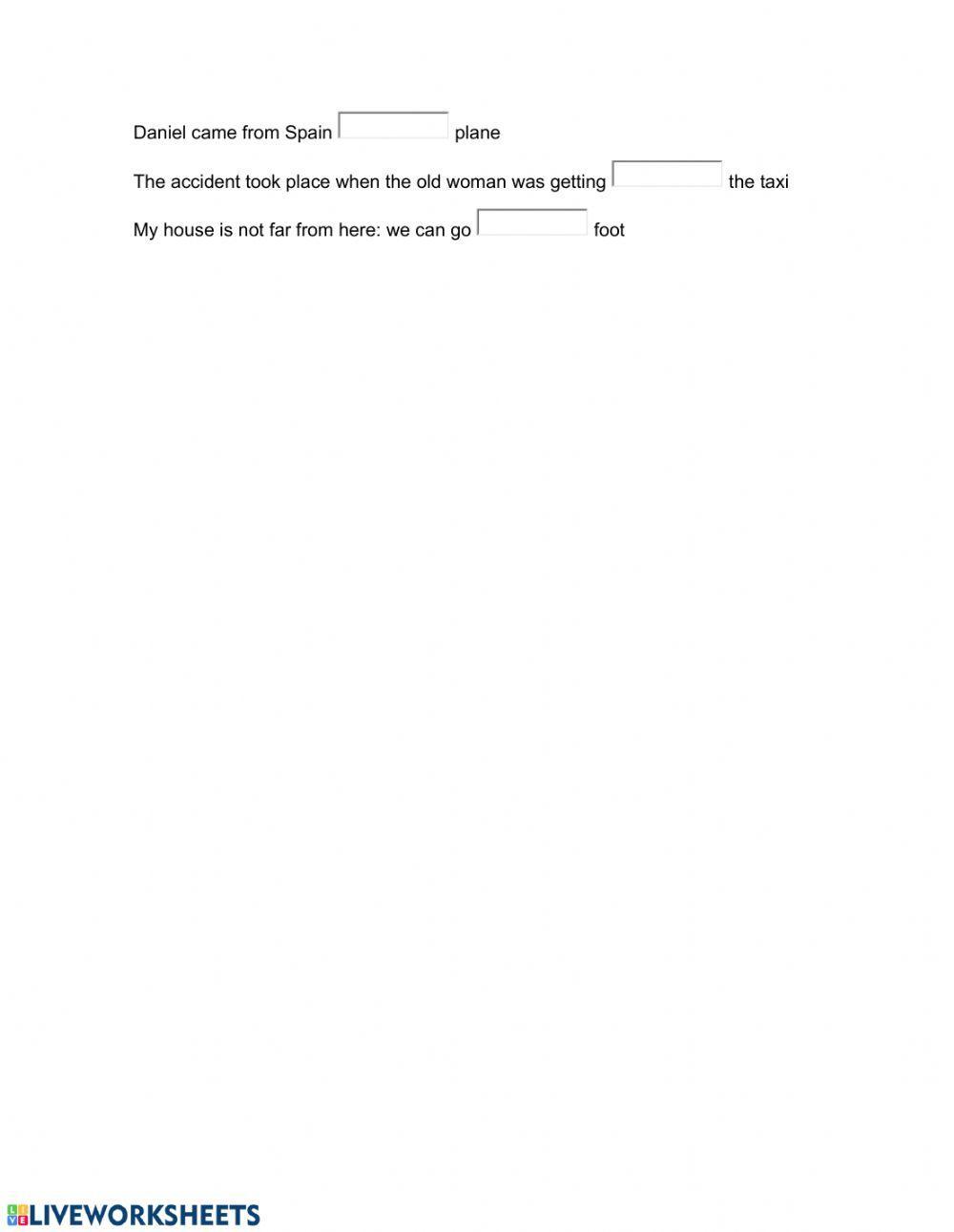 Prepositions used with Means of transport