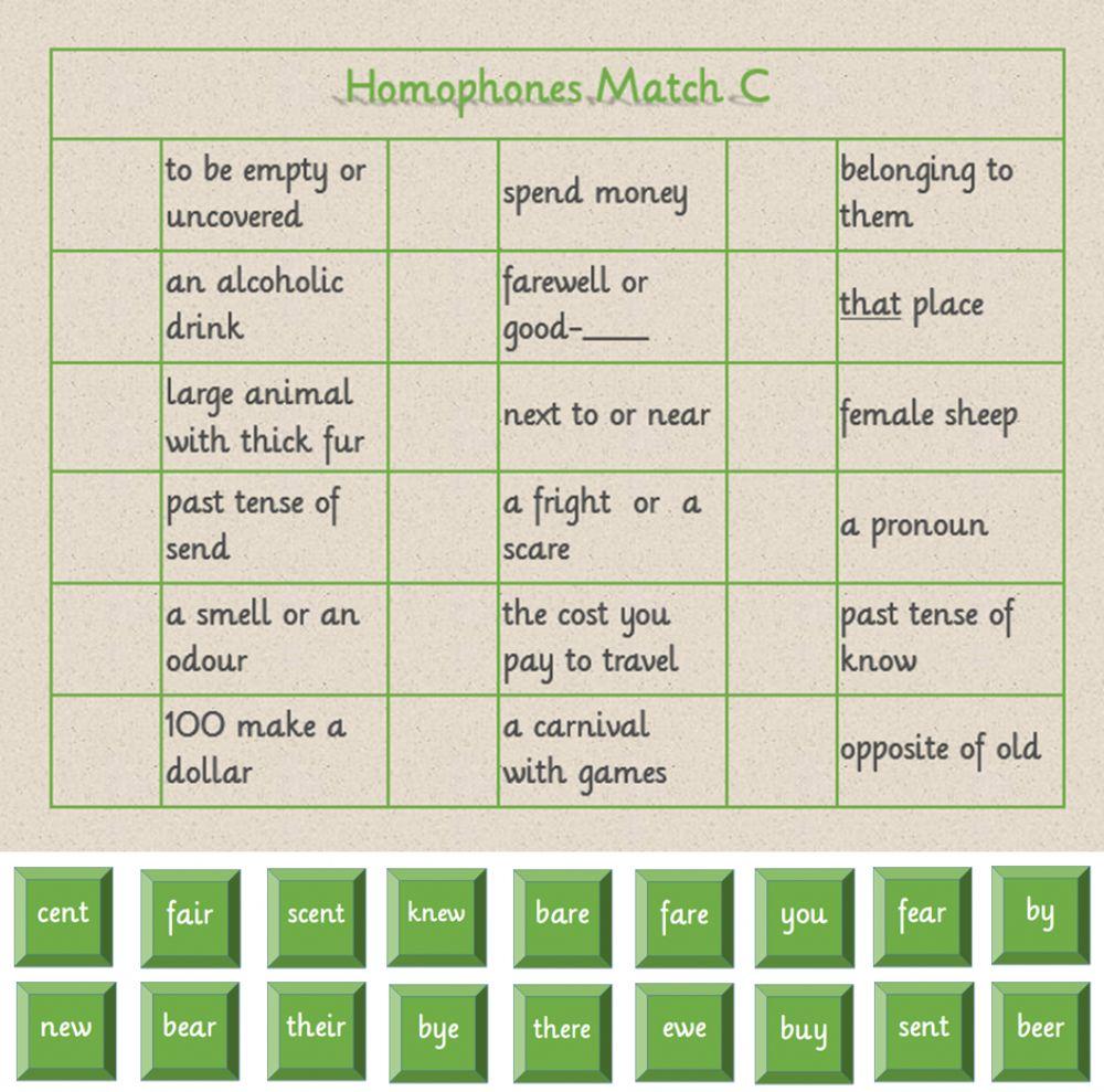 Homophones Match 2